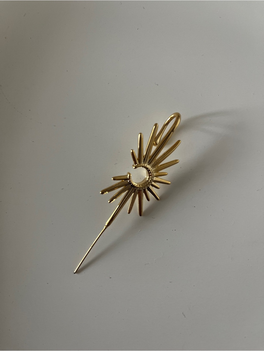 Gold Sunburst Crescent Hair Pin